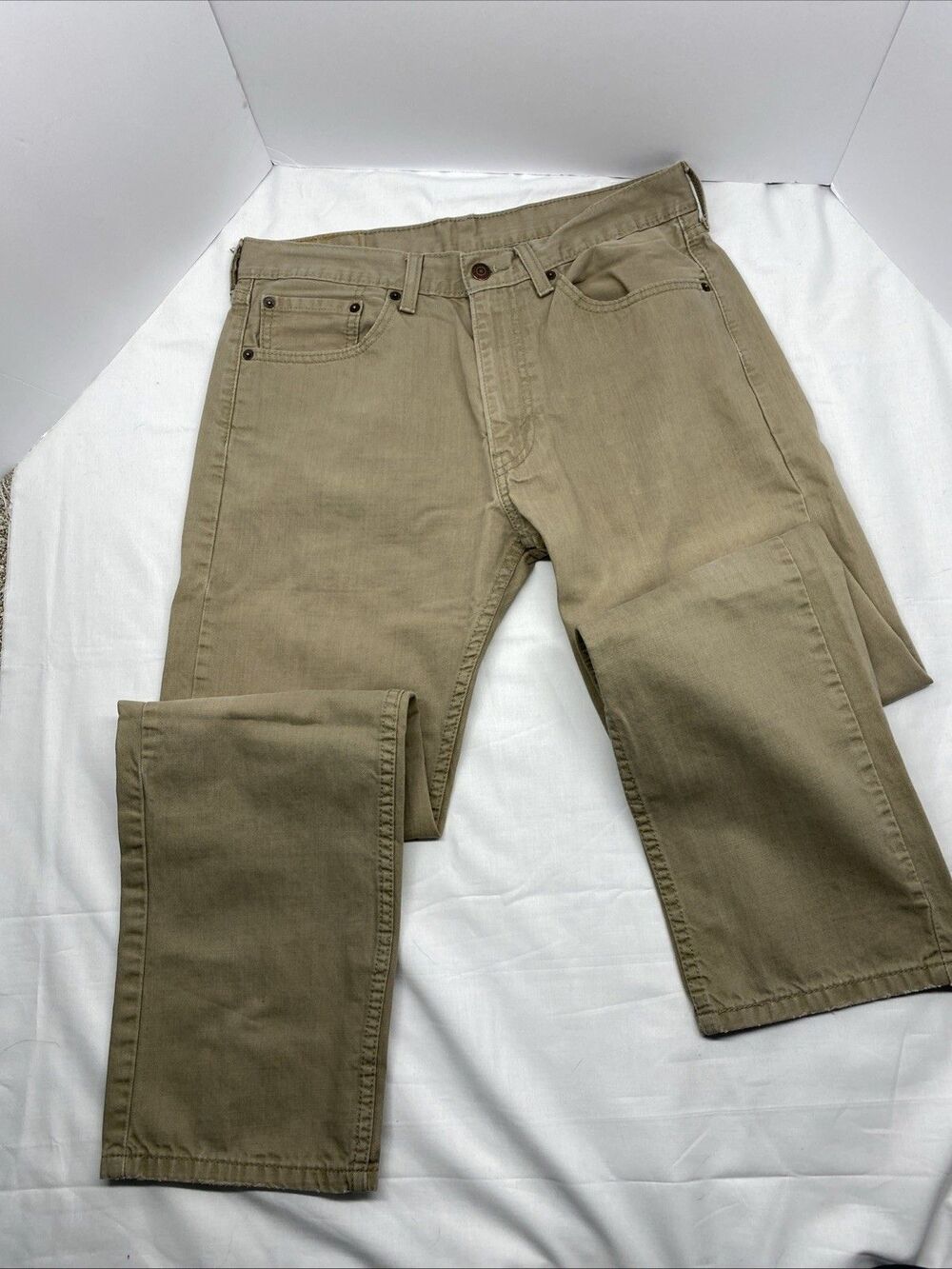 Levi’s 505 Regular Fit Men’s Jeans - Tan/Khaki - W33 L32 (Actual 32x30.5)